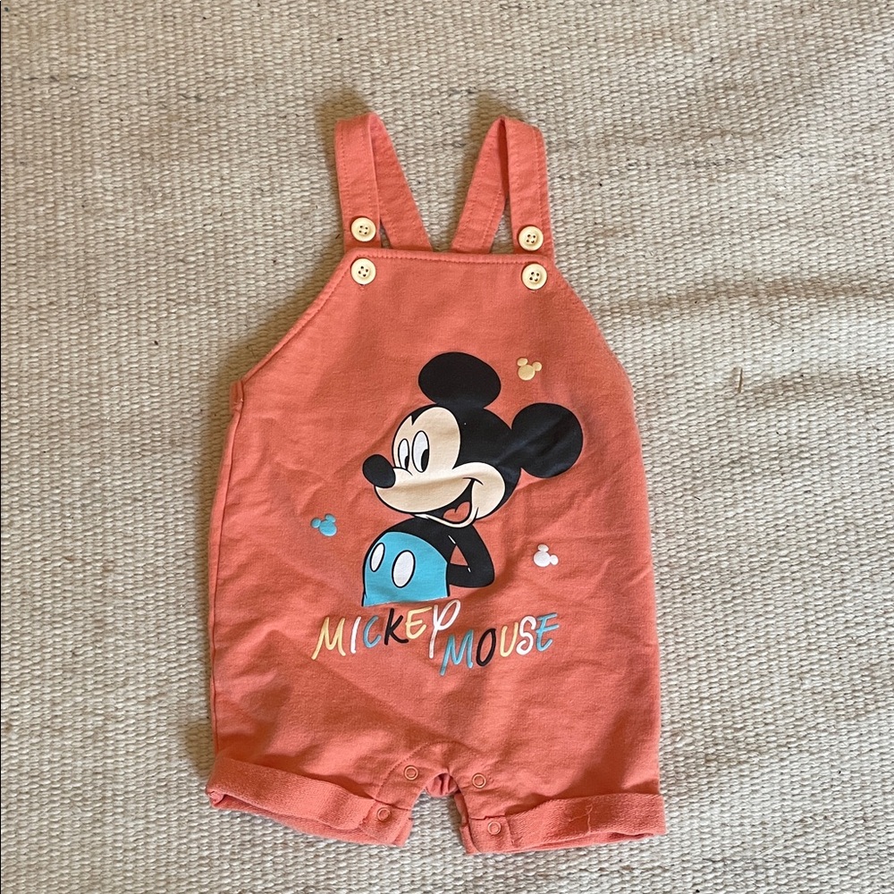 Disney Coral Overalls with Mickey Mouse Design